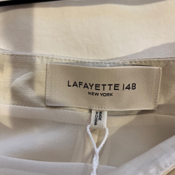 Lafayette 148 New York Linen and Viscose Jacquard Skirt Size 8 Color Pebble - Picture 8 of 10